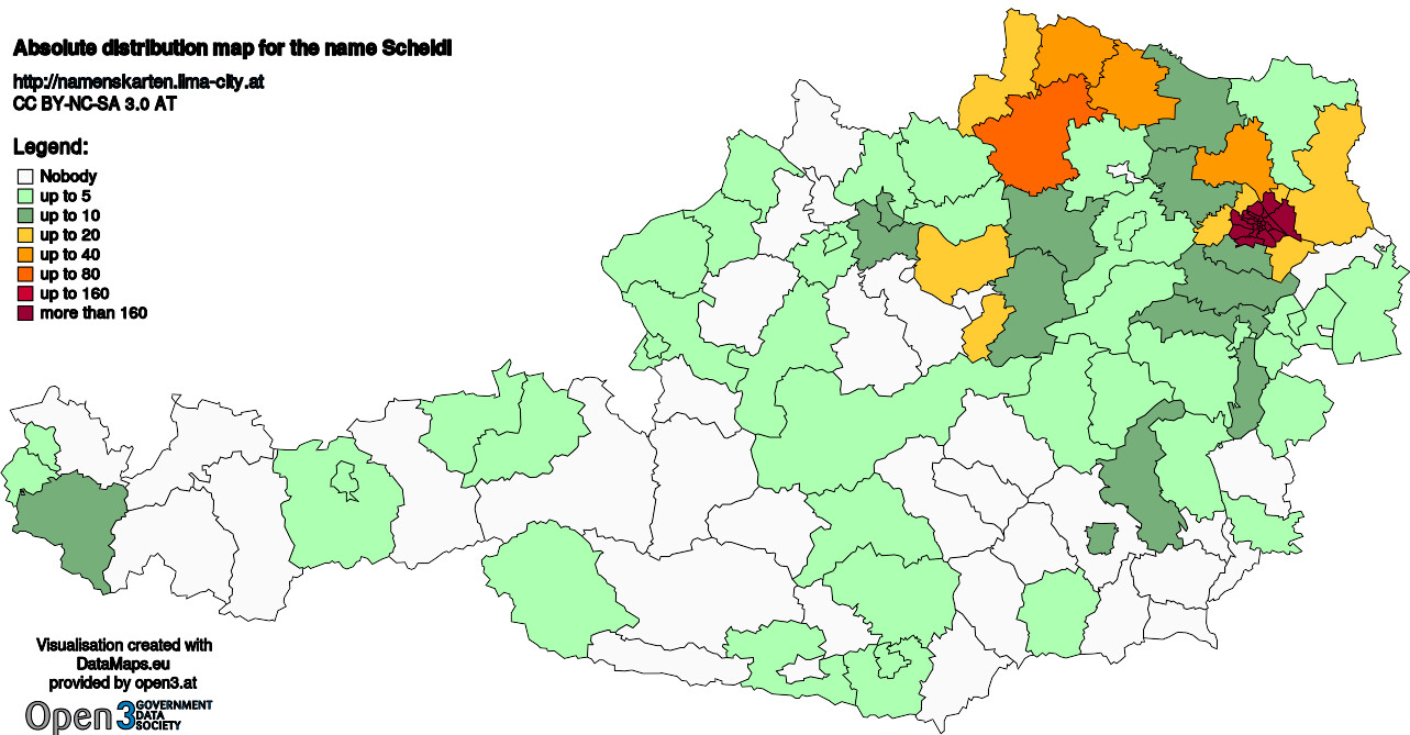 Absolute Distribution maps for surname Scheidl