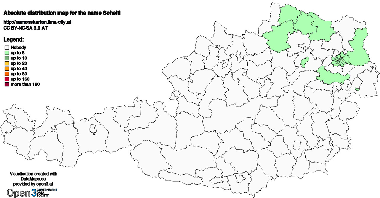 Absolute Distribution maps for surname Scheitl