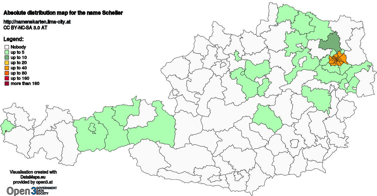 Absolute Distribution maps for surname Scheller