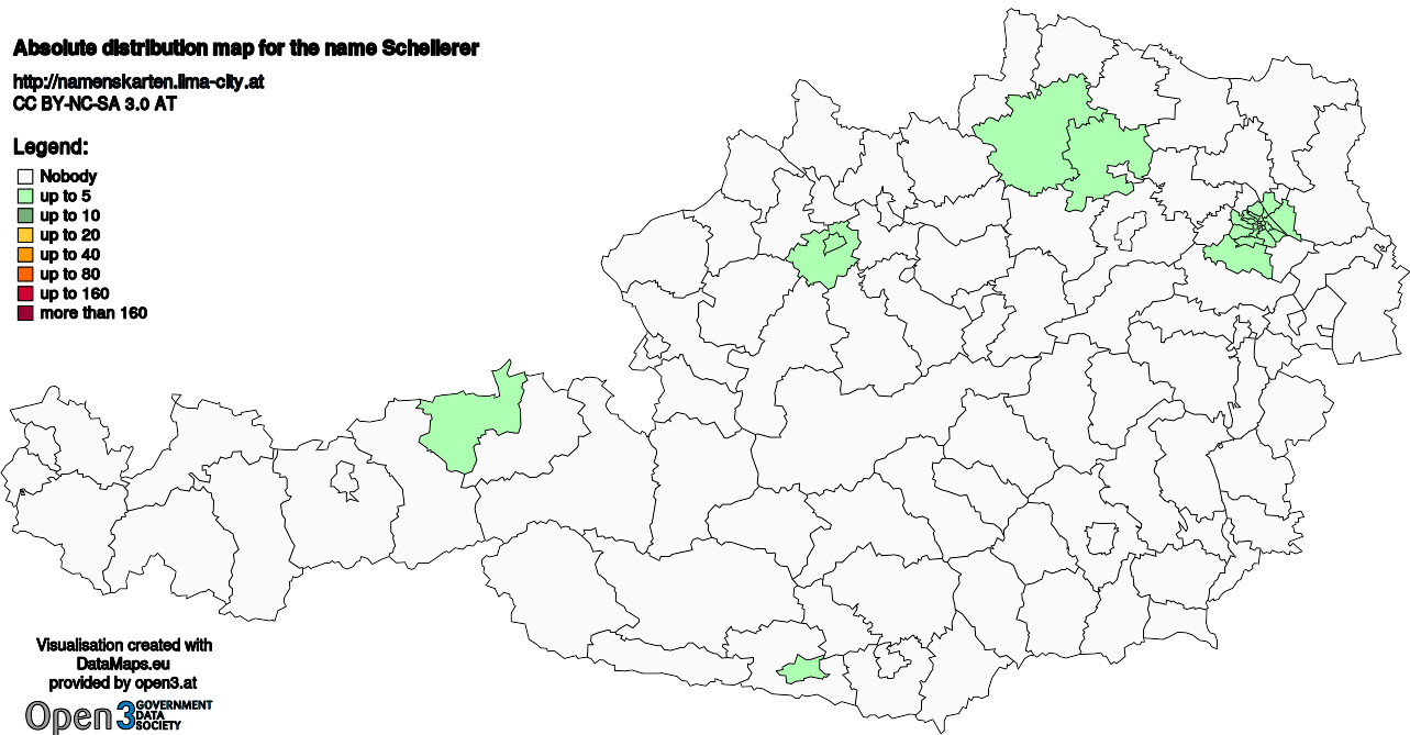 Absolute Distribution maps for surname Schellerer