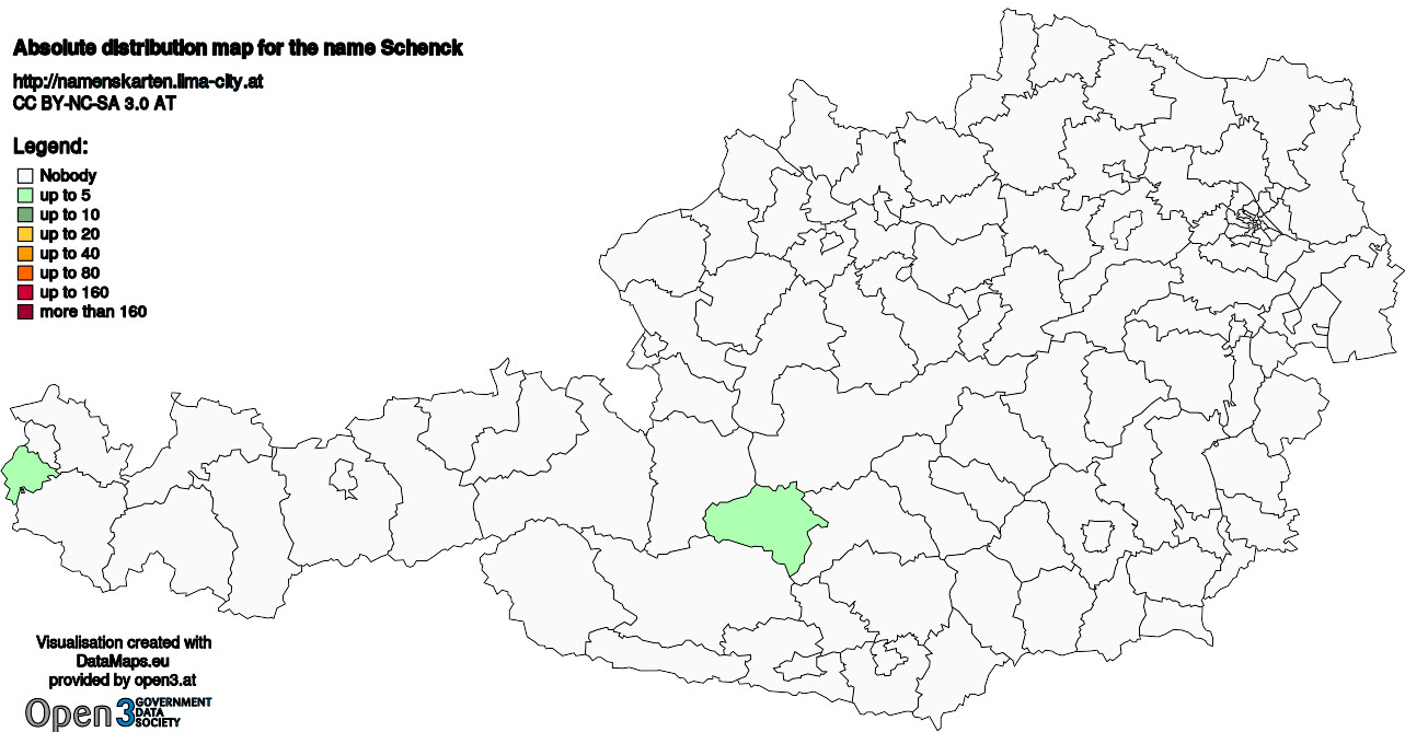 Absolute Distribution maps for surname Schenck