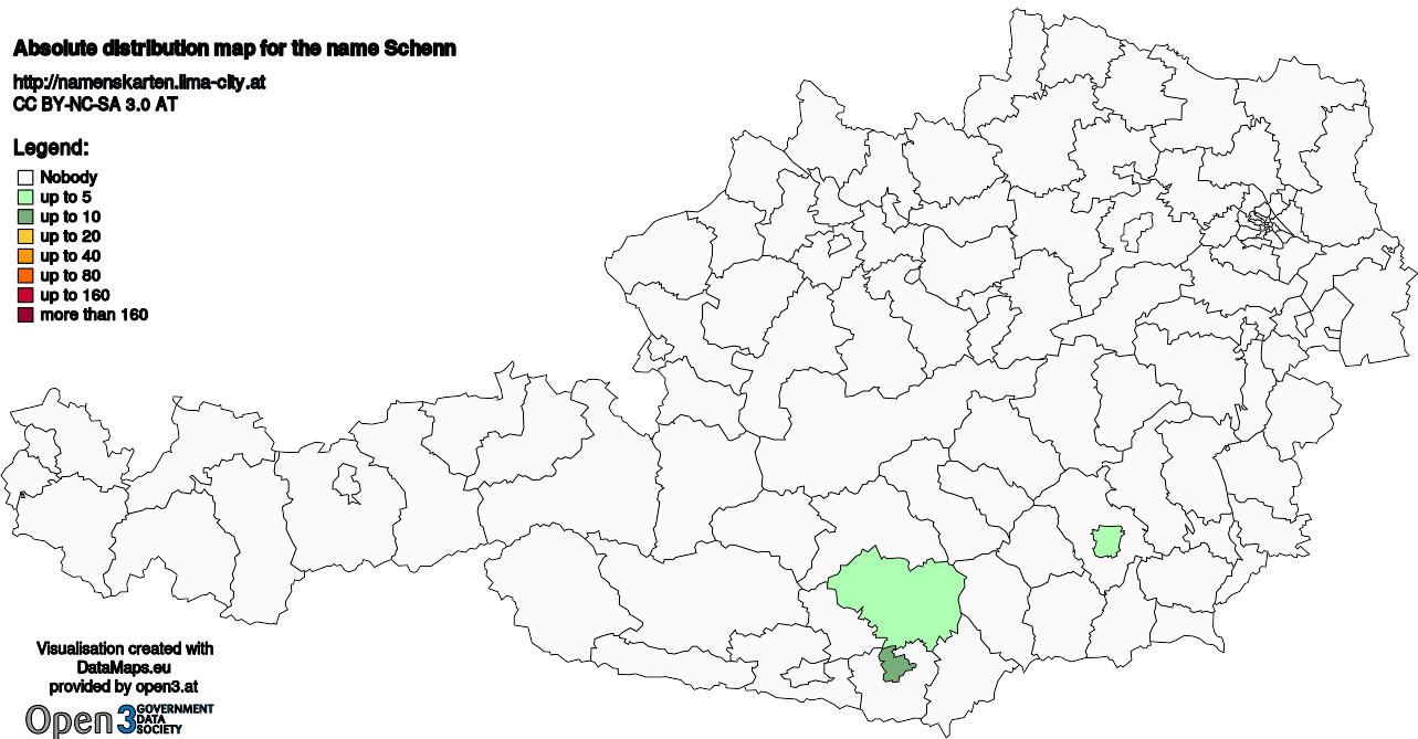 Absolute Distribution maps for surname Schenn