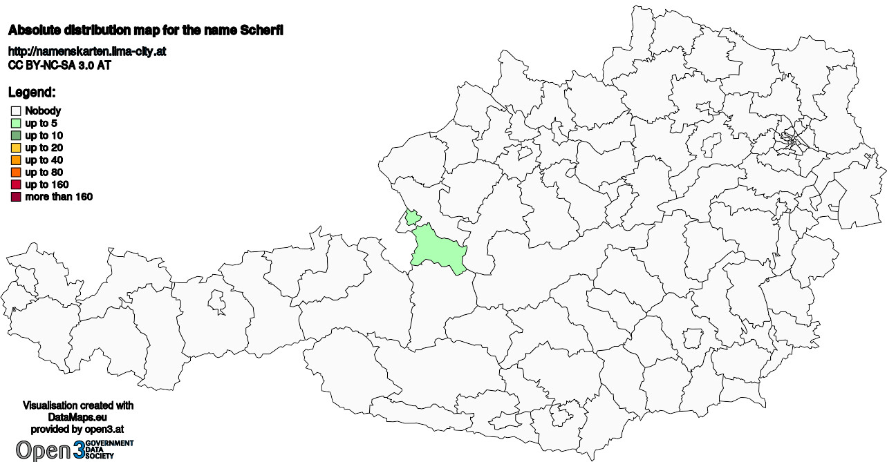 Absolute Distribution maps for surname Scherfl