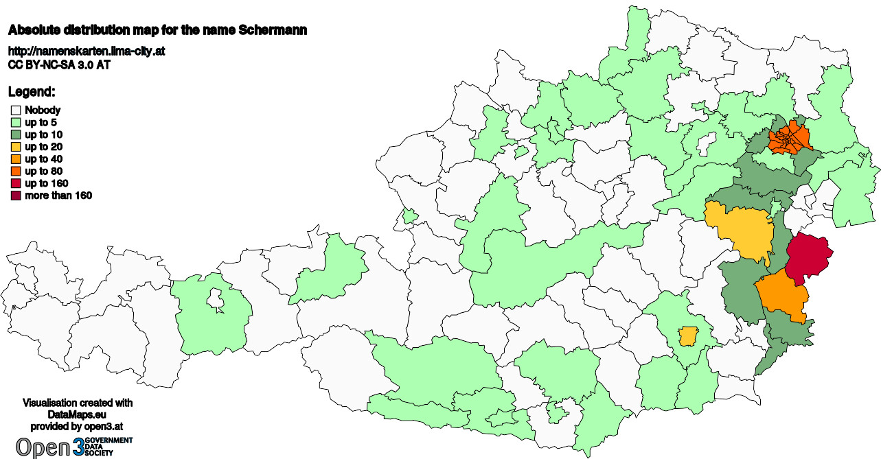 Absolute Distribution maps for surname Schermann