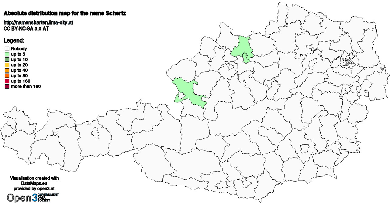 Absolute Distribution maps for surname Schertz