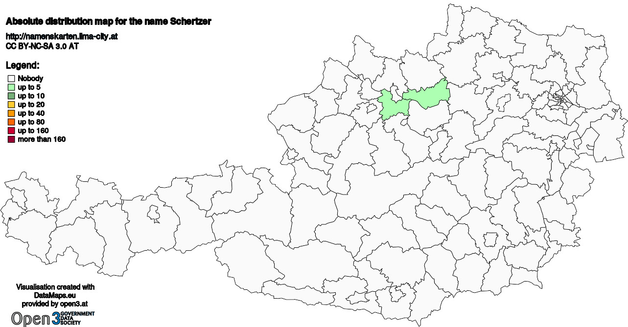 Absolute Distribution maps for surname Schertzer