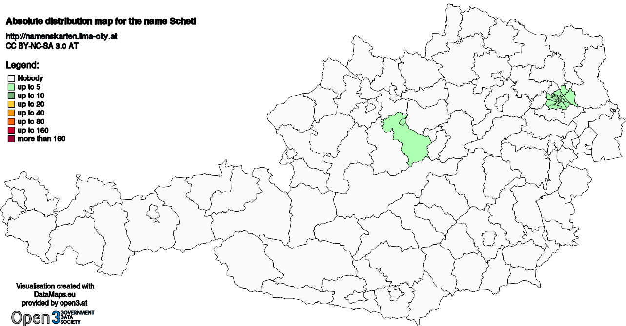Absolute Distribution maps for surname Schetl