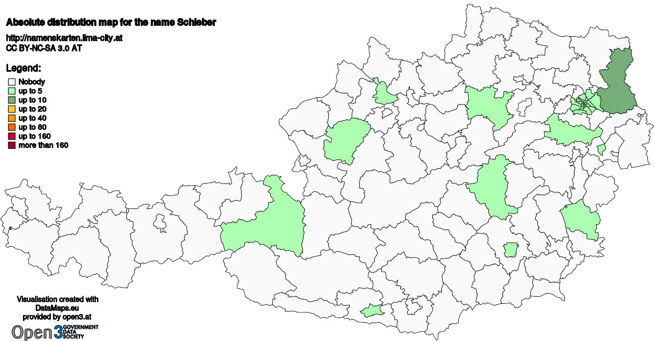 Absolute Distribution maps for surname Schieber