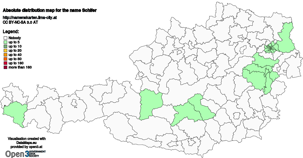 Absolute Distribution maps for surname Schifer