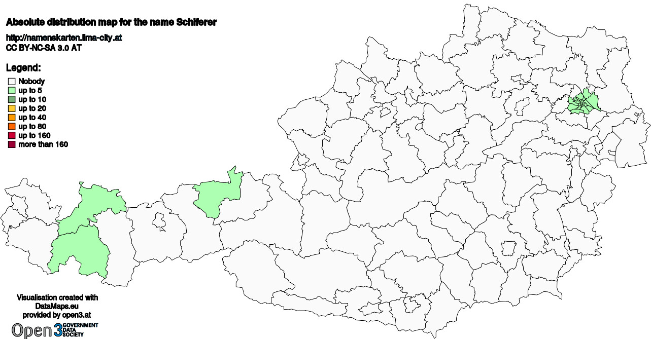 Absolute Distribution maps for surname Schiferer