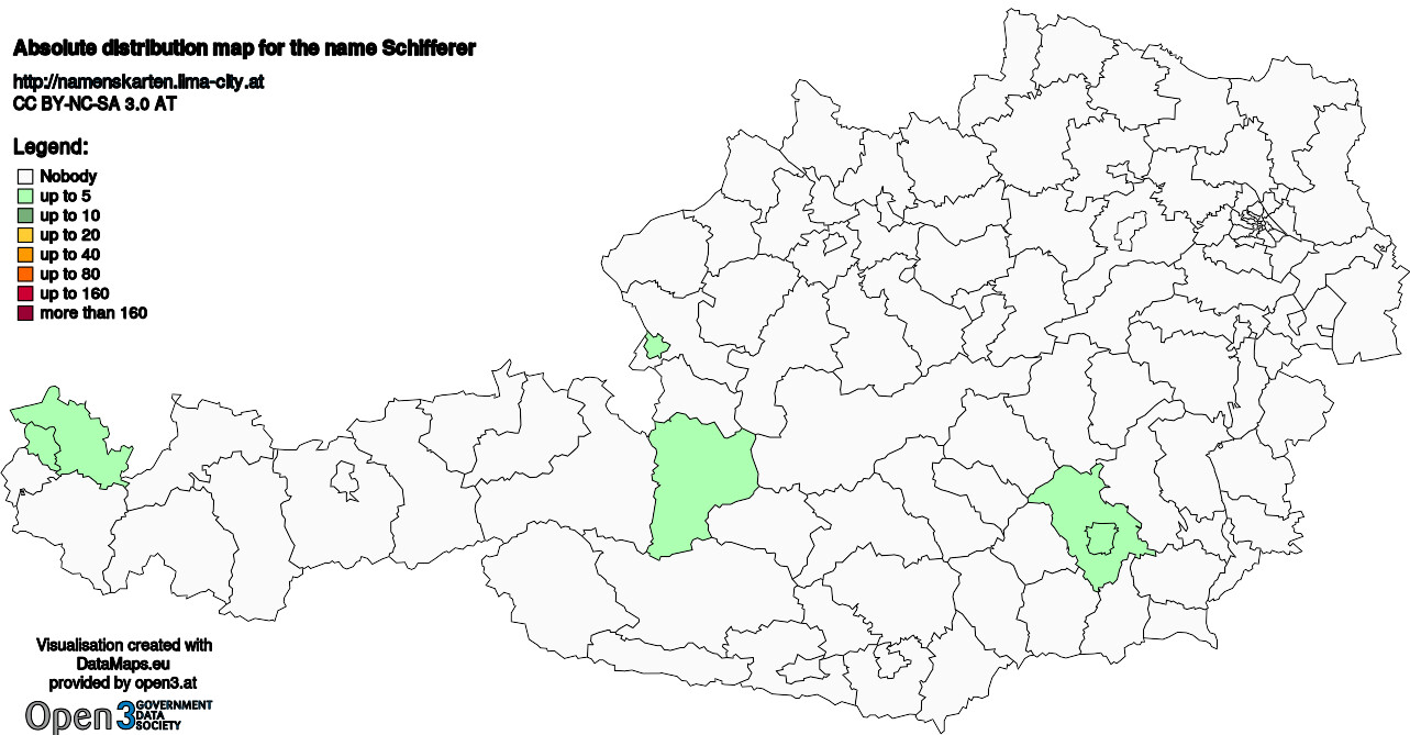 Absolute Distribution maps for surname Schifferer