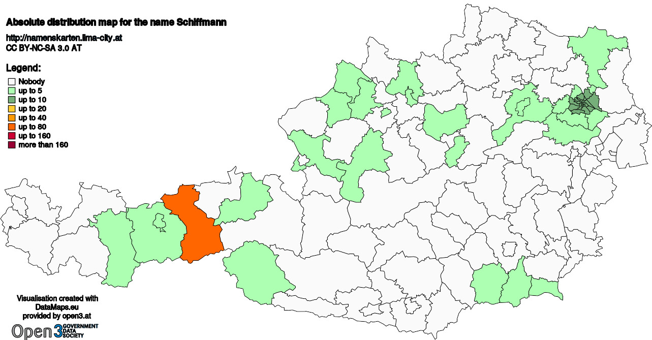 Absolute Distribution maps for surname Schiffmann