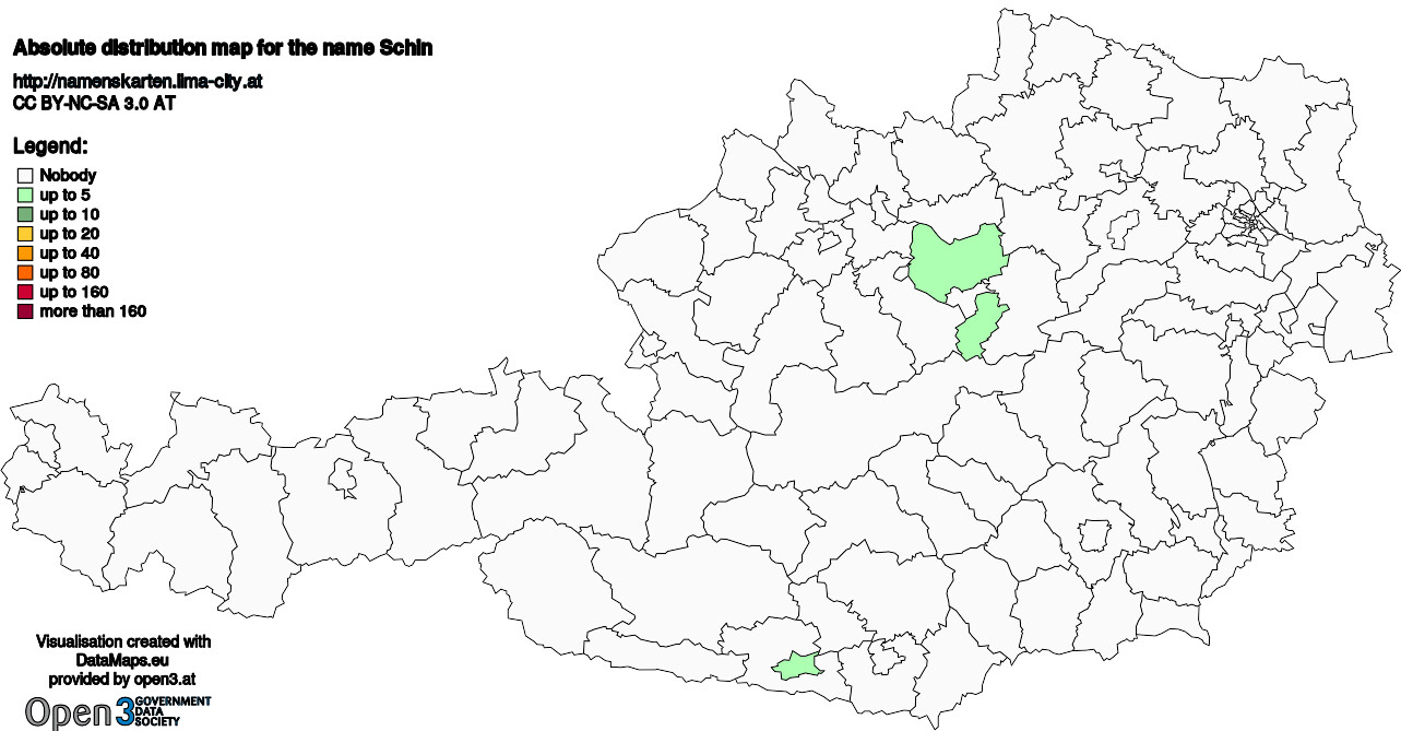 Absolute Distribution maps for surname Schin