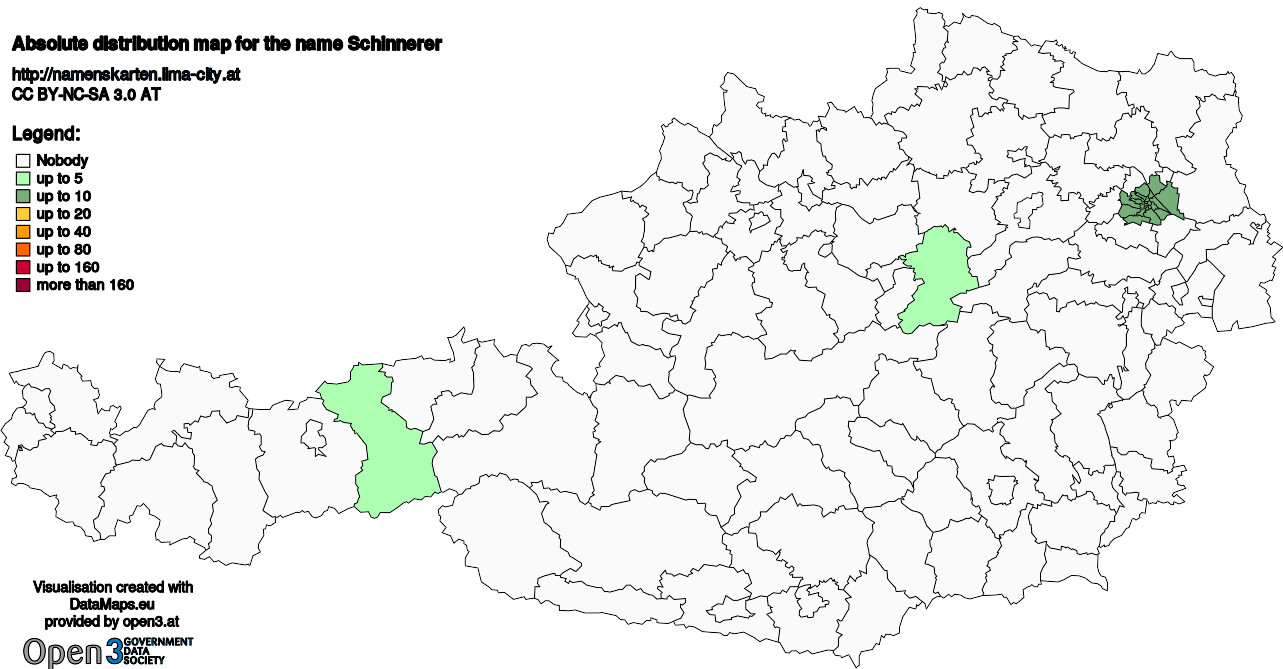 Absolute Distribution maps for surname Schinnerer