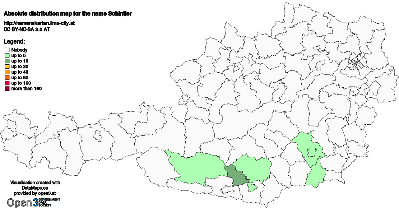 Absolute Distribution maps for surname Schintler
