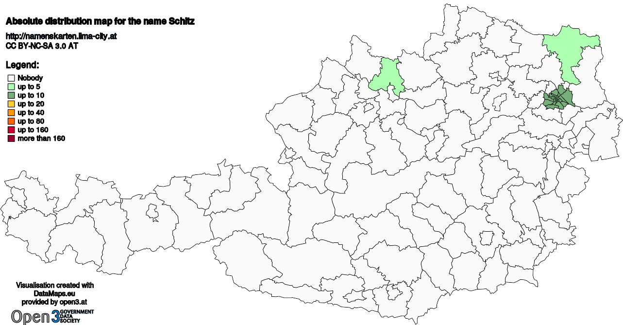 Absolute Distribution maps for surname Schitz