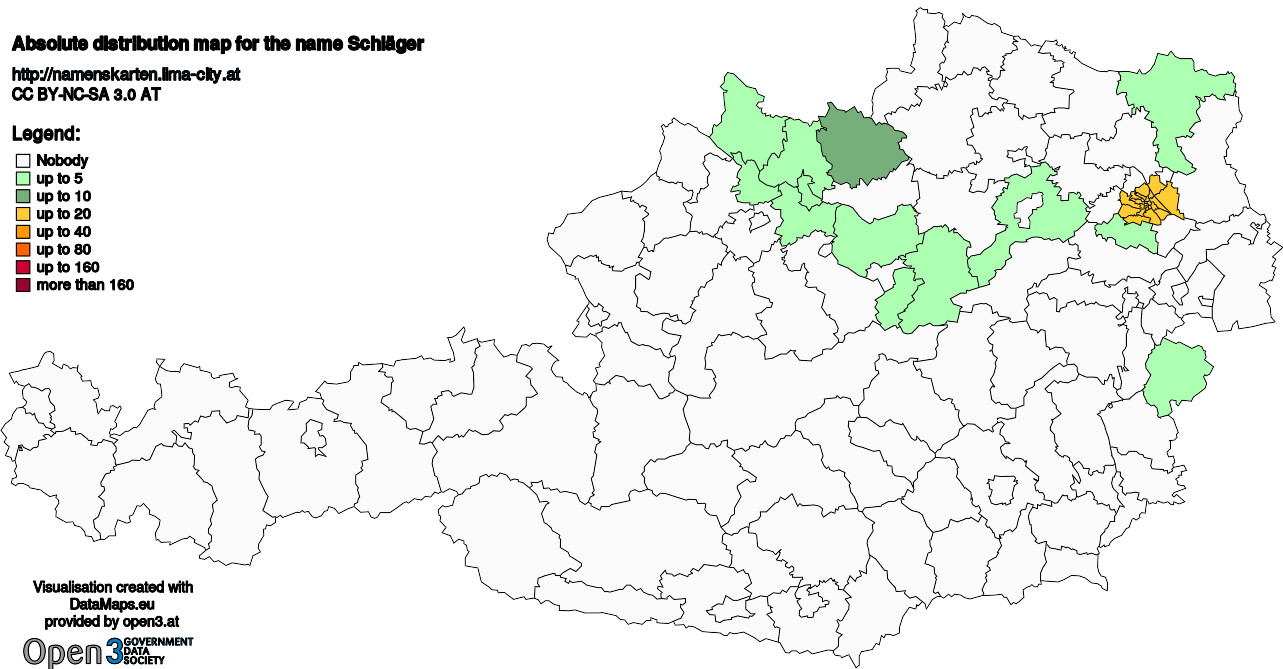 Absolute Distribution maps for surname Schläger