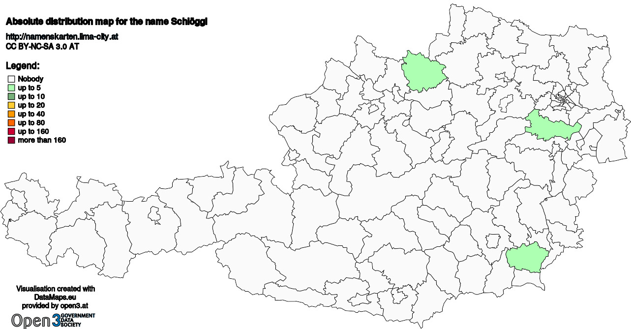 Absolute Distribution maps for surname Schlöggl