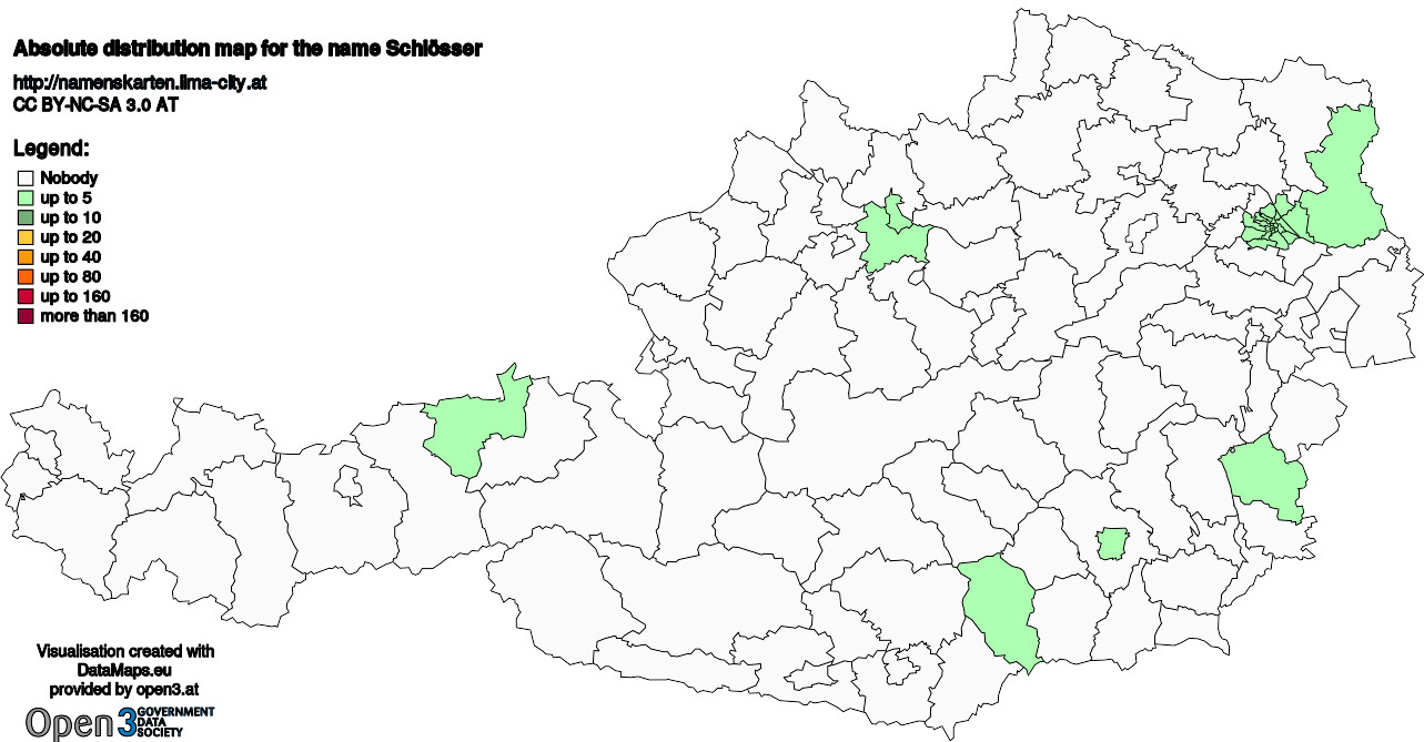 Absolute Distribution maps for surname Schlösser