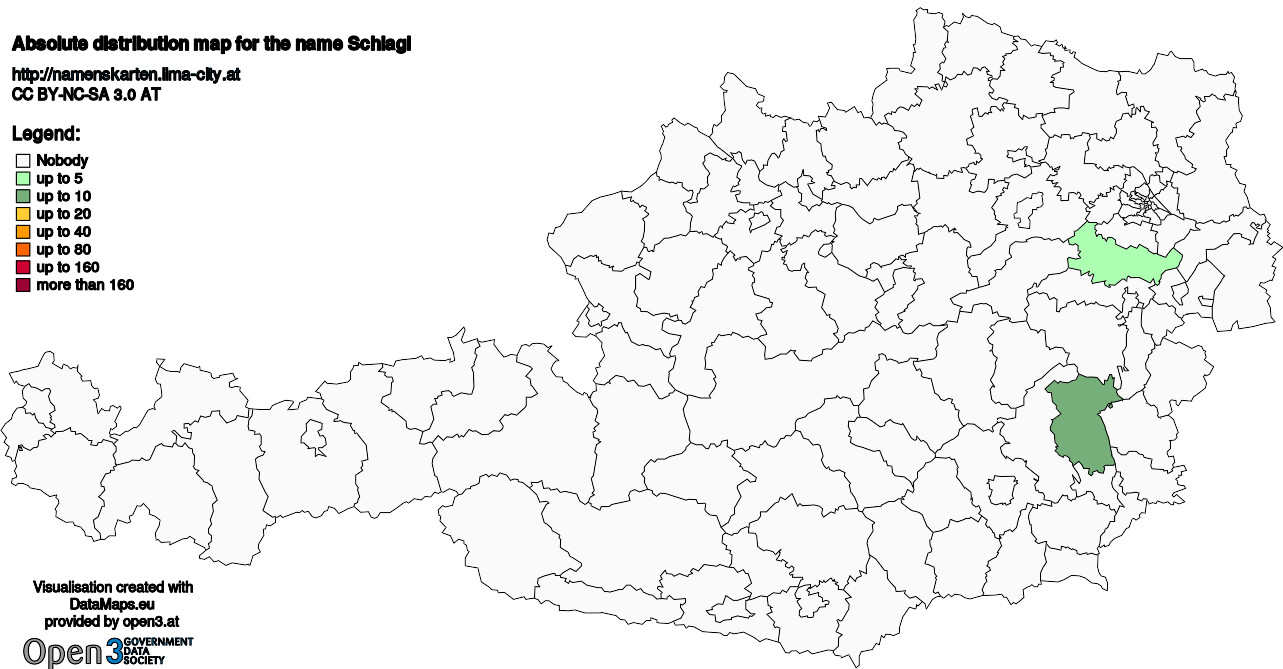 Absolute Distribution maps for surname Schlagl