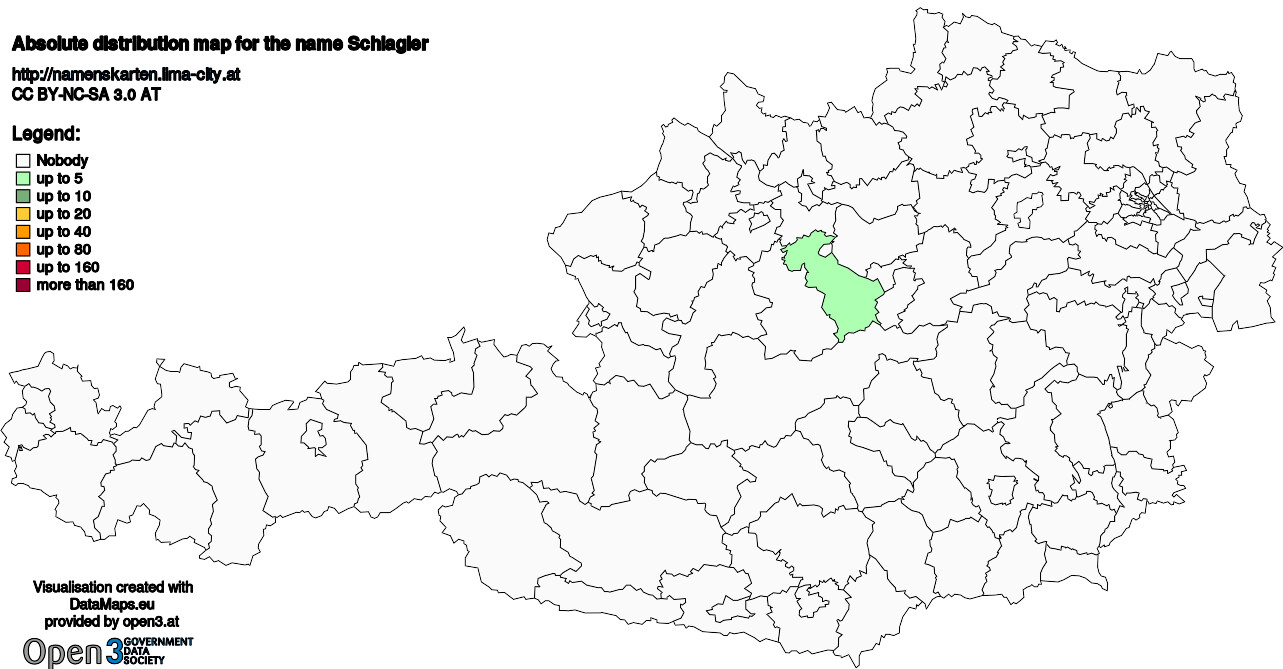 Absolute Distribution maps for surname Schlagler