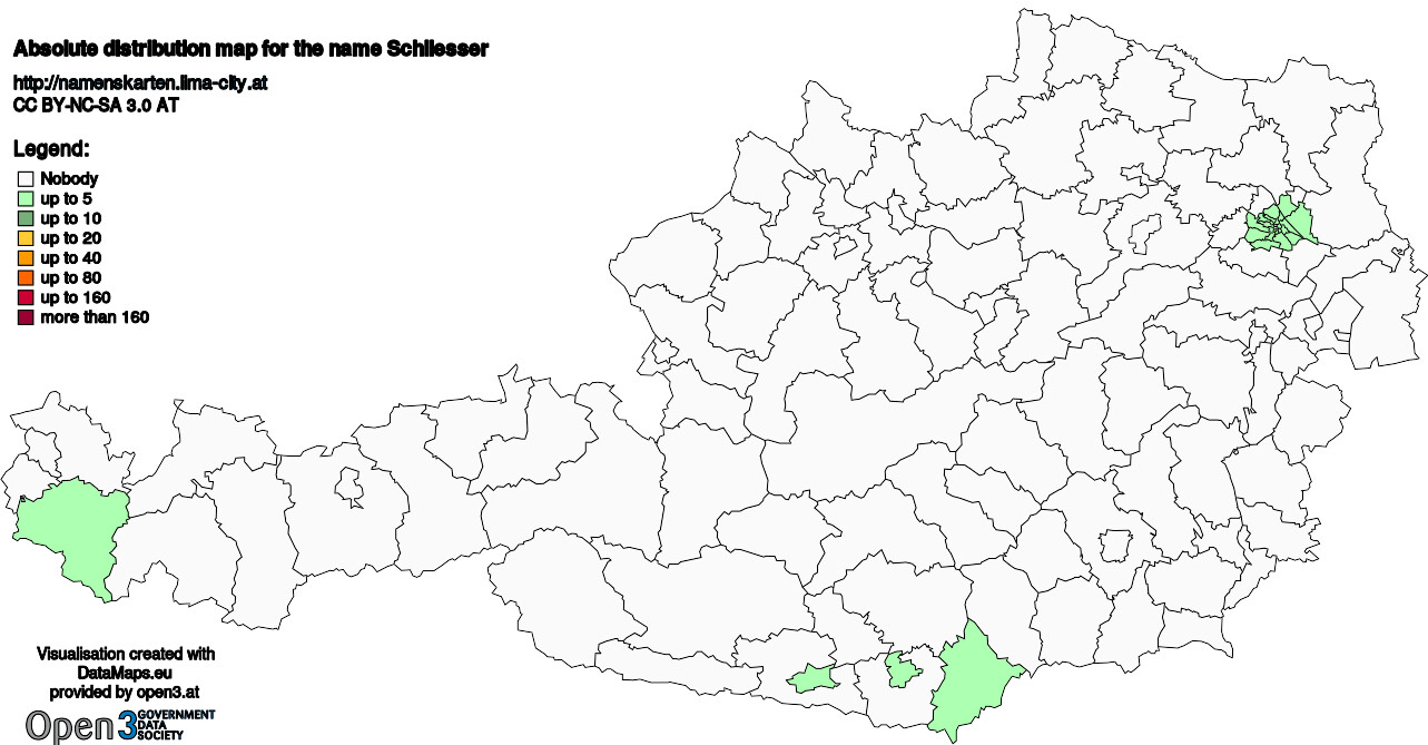 Absolute Distribution maps for surname Schliesser