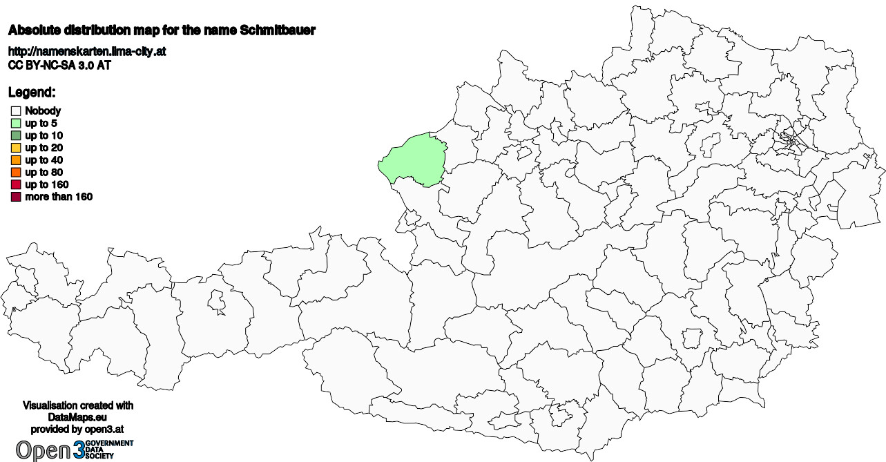 Absolute Distribution maps for surname Schmitbauer