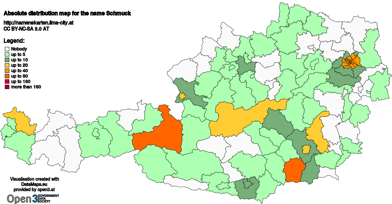 Absolute Distribution maps for surname Schmuck