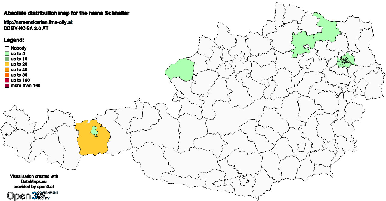 Absolute Distribution maps for surname Schnaiter