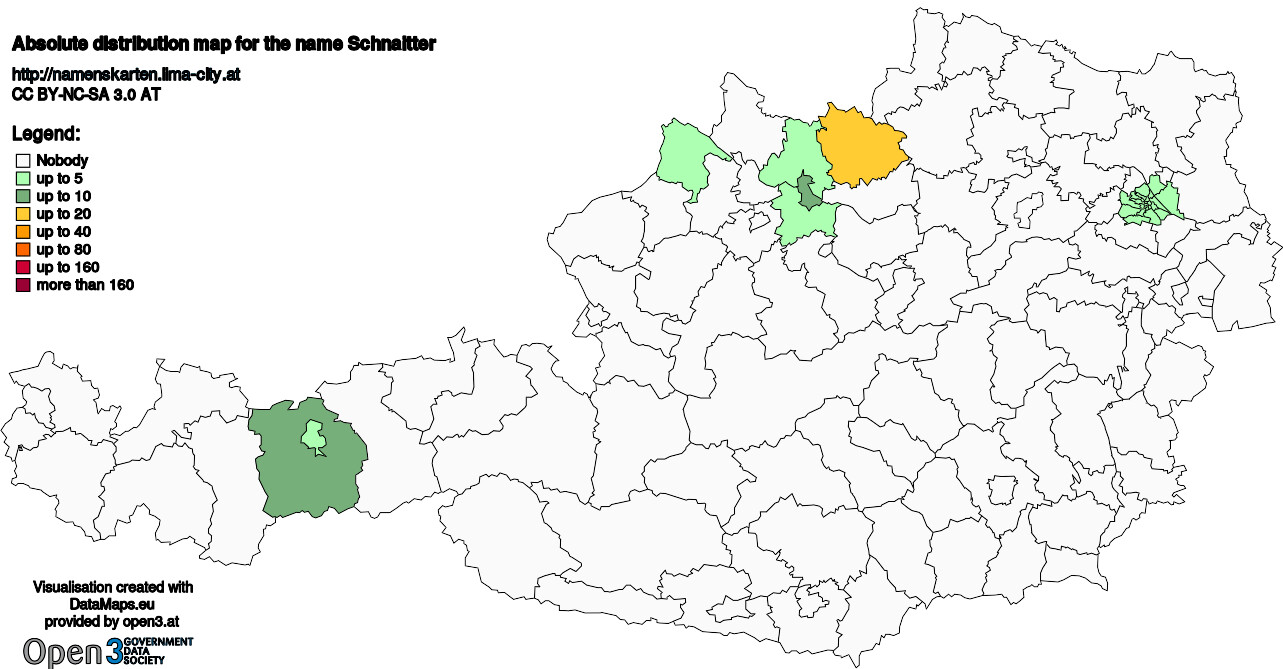 Absolute Distribution maps for surname Schnaitter