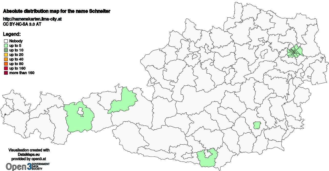 Absolute Distribution maps for surname Schneiter