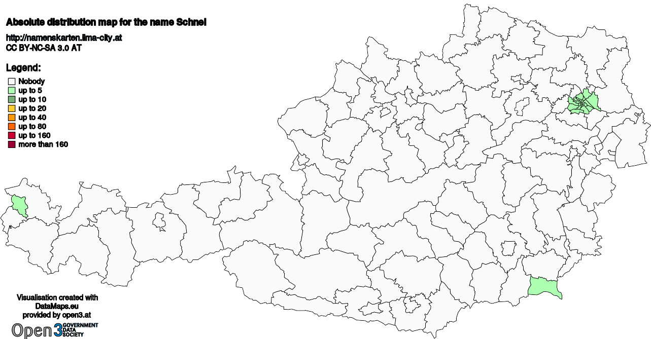 Absolute Distribution maps for surname Schnel