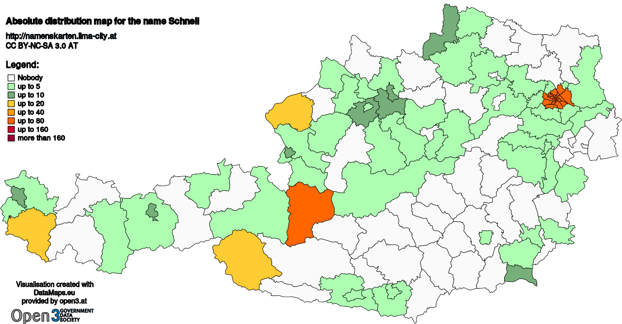 Absolute Distribution maps for surname Schnell