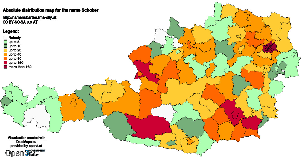 Absolute Distribution maps for surname Schober