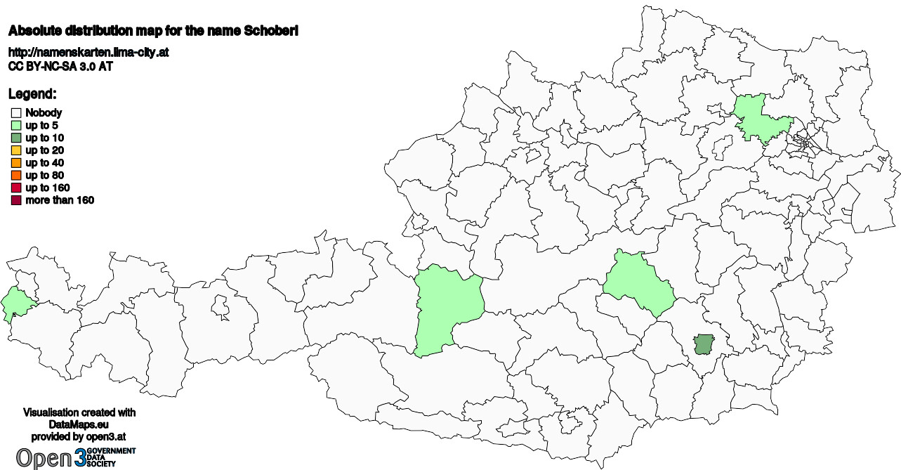 Absolute Distribution maps for surname Schoberl