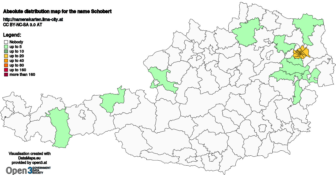 Absolute Distribution maps for surname Schobert