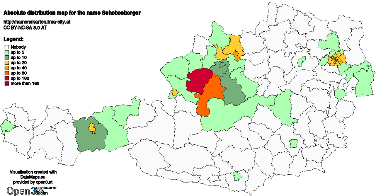 Absolute Distribution maps for surname Schobesberger