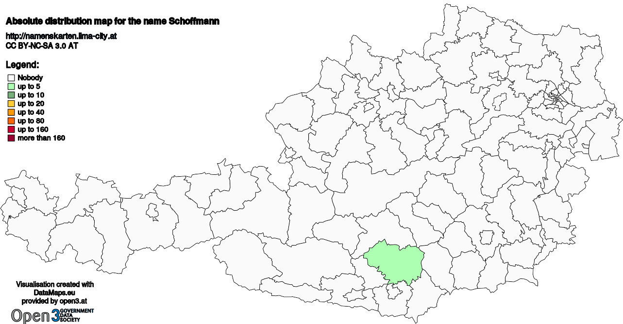 Absolute Distribution maps for surname Schoffmann