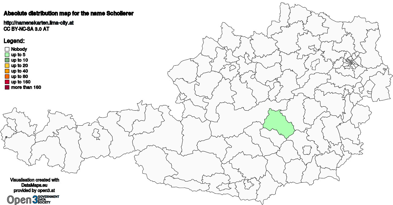 Absolute Distribution maps for surname Schollerer