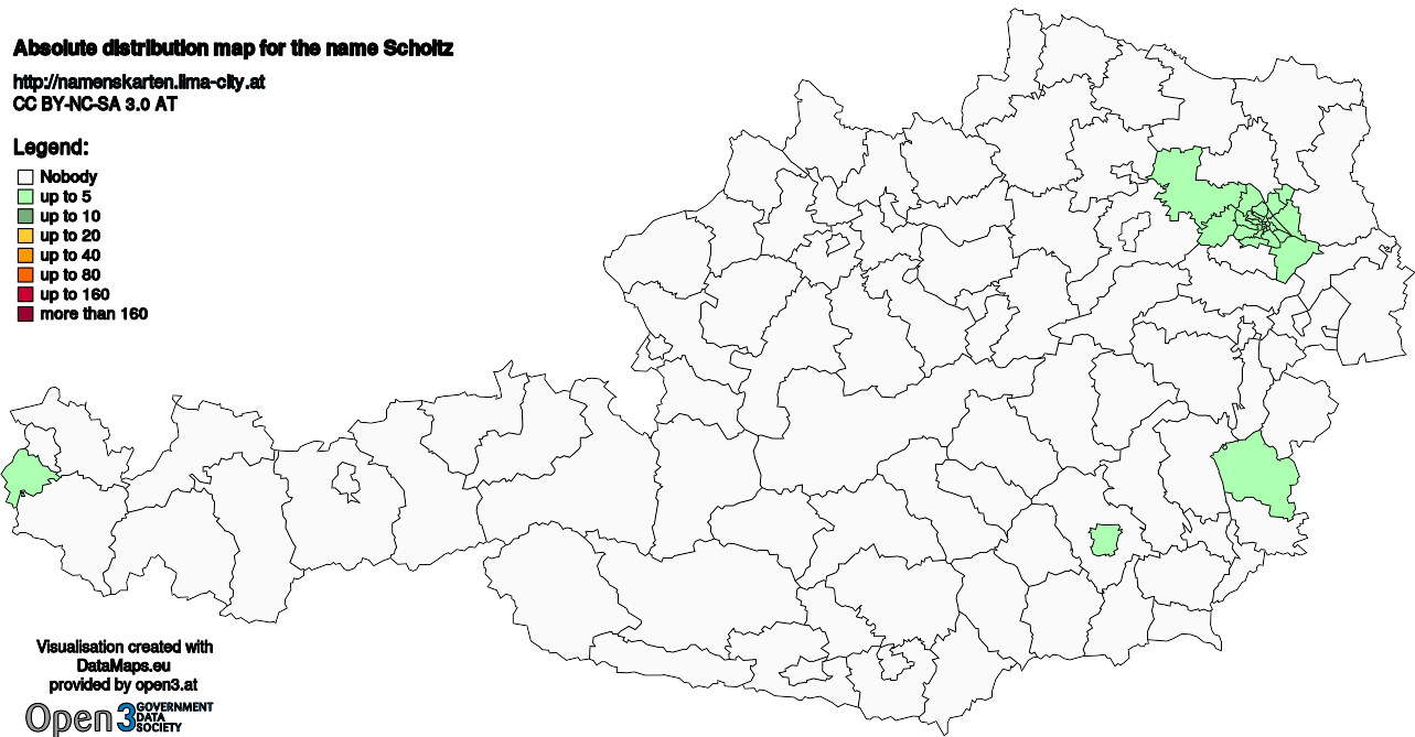 Absolute Distribution maps for surname Scholtz