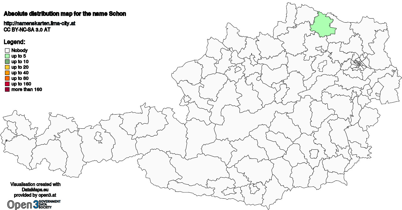 Absolute Distribution maps for surname Schon