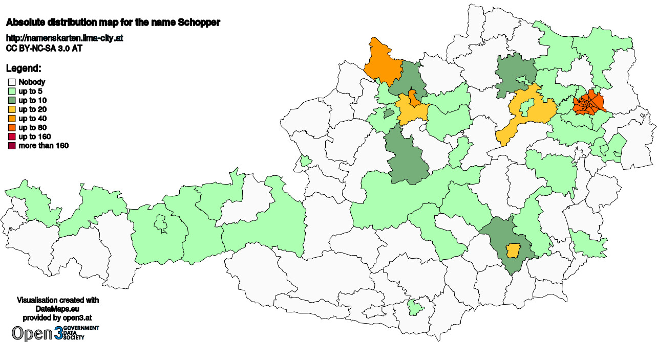Absolute Distribution maps for surname Schopper