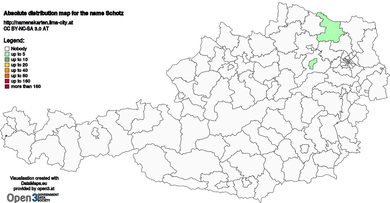 Absolute Distribution maps for surname Schotz