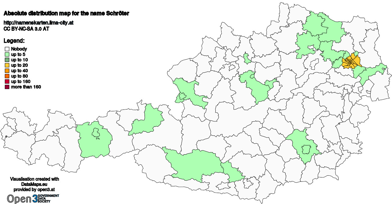 Absolute Distribution maps for surname Schröter