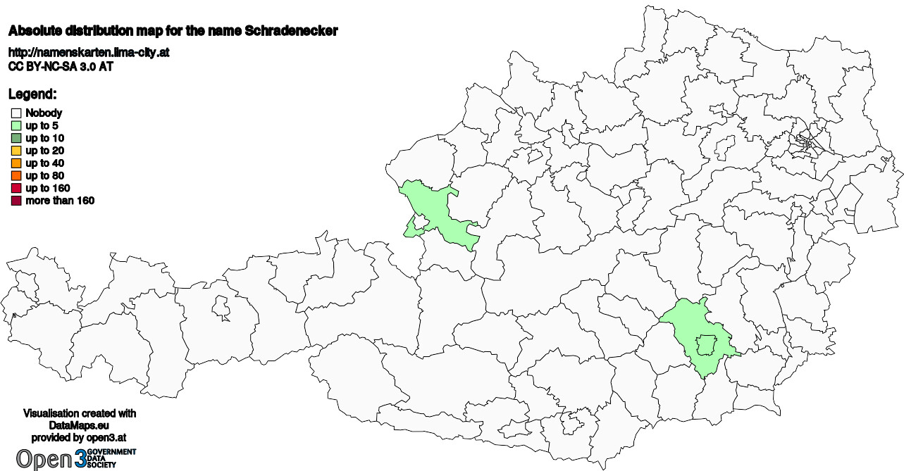 Absolute Distribution maps for surname Schradenecker