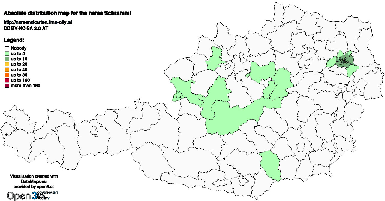 Absolute Distribution maps for surname Schramml