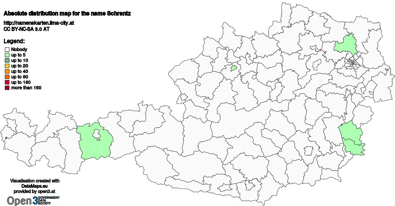 Absolute Distribution maps for surname Schrantz