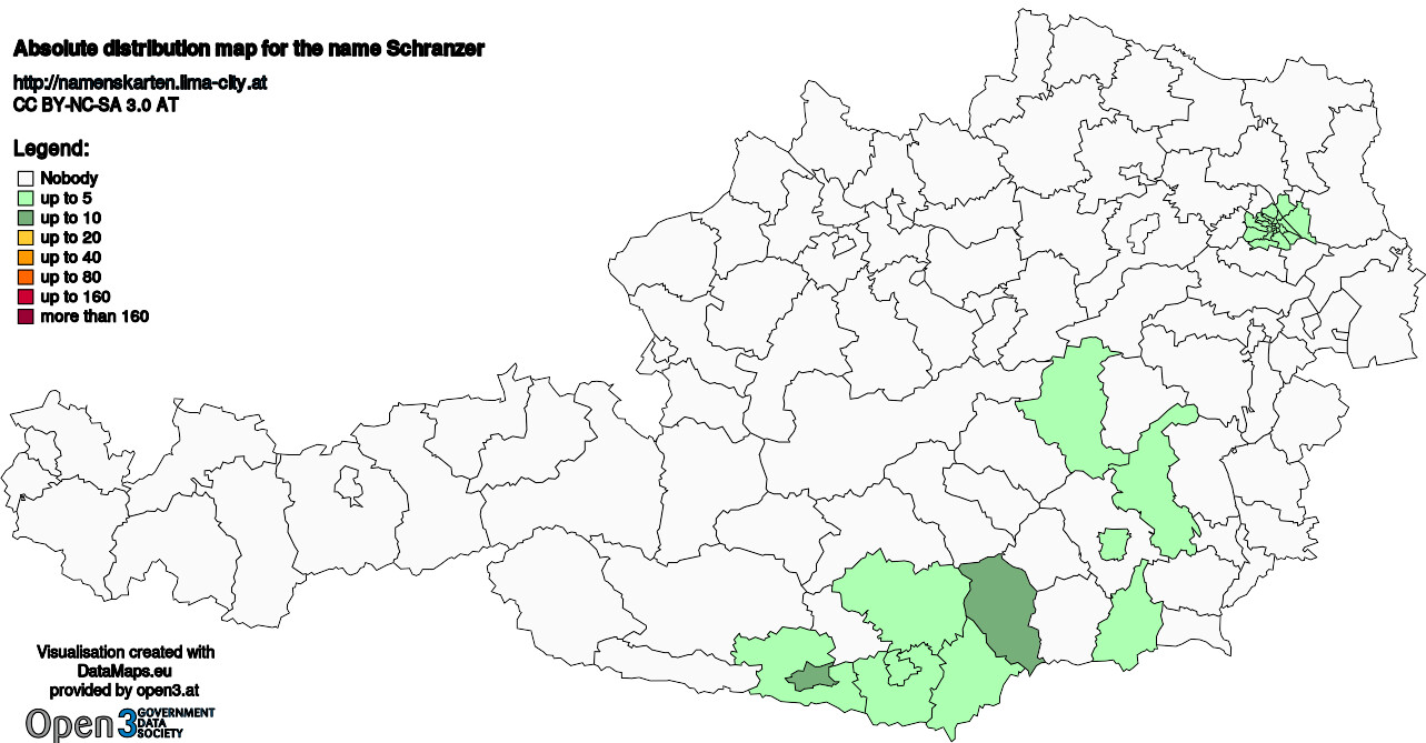 Absolute Distribution maps for surname Schranzer