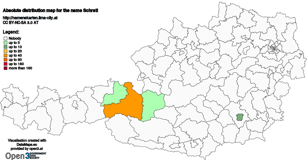 Absolute Distribution maps for surname Schratl