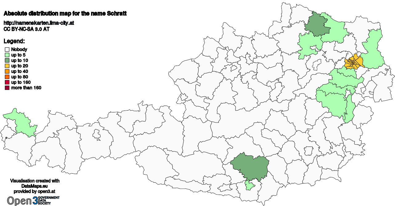 Absolute Distribution maps for surname Schratt